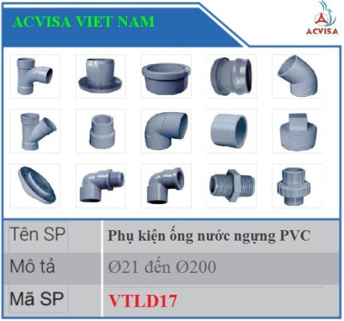 Phụ kiện ống nước ngưng PVC - Vật Tư Acvisa - Công Ty TNHH Đầu Tư Và Phát Triển Acvisa Việt Nam